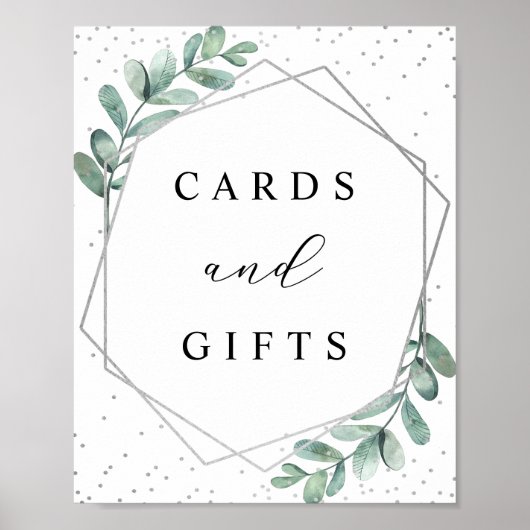 Eucalyptus Geometric Silver Foil Weddenschap Poster (Voorkant)