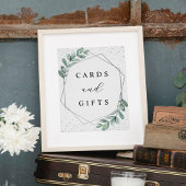 Eucalyptus Geometric Silver Foil Weddenschap Poster