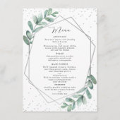 Eucalyptus Geometric Silver Foil Wedding Menu (Voorkant)