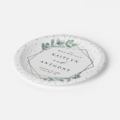 Eucalyptus Geometric Silver Foil Wedding Papieren Bordje (Gekanteld)
