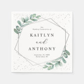 Eucalyptus Geometric Silver Foil Wedding Servet (Voorkant)