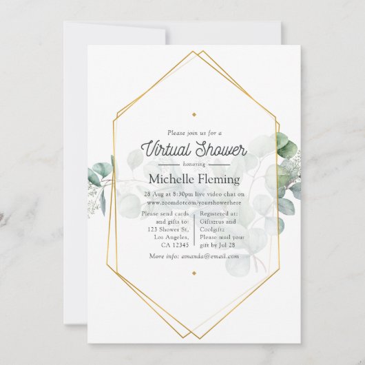 Eucalyptus Geometric Virtual Baby shower Kaart (Voorkant)