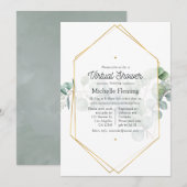 Eucalyptus Geometric Virtual Baby shower Kaart (Voorkant / Achterkant)