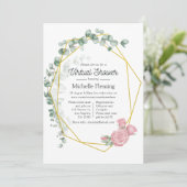 Eucalyptus Geometric Virtual Baby shower Kaart (Staand voorkant)