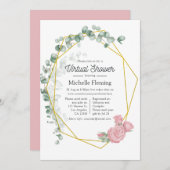 Eucalyptus Geometric Virtual Baby shower Kaart (Voorkant / Achterkant)