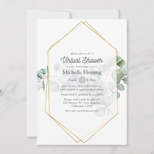 Eucalyptus Geometric Virtual Bridal of Baby shower Kaart (Voorkant)