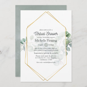 Eucalyptus Geometric Virtual Bridal of Baby shower Kaart