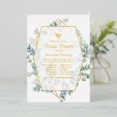 Eucalyptus Geometric Virtual Shower per mail Folie Uitnodiging (Staand Voorkant)