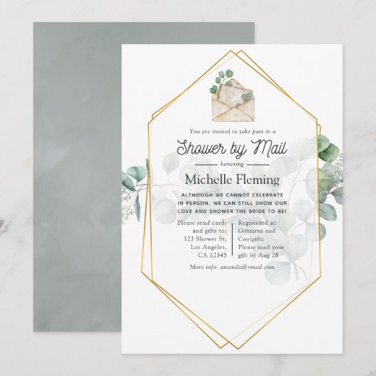 Eucalyptus Geometric Vrijgezellenfeest by Mail Kaart (Voorkant / Achterkant)