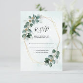 Eucalyptus Geometric Waterverf Foliage Weddenschap RSVP Kaartje (Staand voorkant)