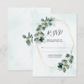 Eucalyptus Geometric Waterverf Foliage Weddenschap RSVP Kaartje (Voorkant / Achterkant)