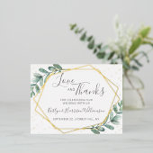 Eucalyptus Geometric Weddenschap Echt bedankt Folie Uitnodiging Briefkaart (Staand Voorkant)