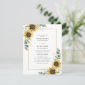Eucalyptus Geometric Wedding Floral Sunflower Kaart (Staand voorkant)