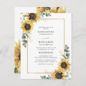 Eucalyptus Geometric Wedding Floral Sunflower Kaart (Voorkant / Achterkant)