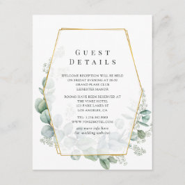 Eucalyptus Geometric Wedding Guest Details Informatiekaartje