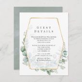 Eucalyptus Geometric Wedding Guest Details Informatiekaartje (Voorkant / Achterkant)