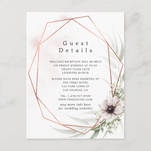 Eucalyptus Geometric Wedding Guest Details Informatiekaartje (Voorkant)