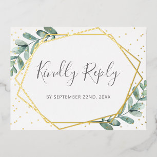 Eucalyptus Geometric Wedding RSVP Real Folie Uitnodiging Briefkaart