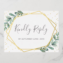 Eucalyptus Geometric Wedding RSVP Real Folie Uitnodiging Briefkaart