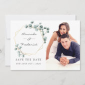 Eucalyptus Geometric Wedding Save the Date Kaart (Voorkant)