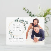 Eucalyptus Geometric Wedding Save the Date Kaart (Staand voorkant)
