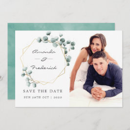 Eucalyptus Geometric Wedding Save the Date Kaart