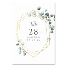 Eucalyptus Geometric Wedding Table Number Kaart