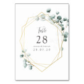 Eucalyptus Geometric Wedding Table Number Kaart (Achterkant)