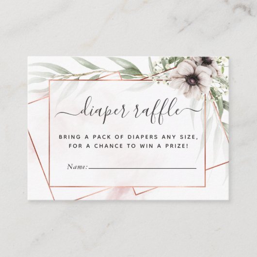 Eucalyptus Geometrisch Baby shower Luier Raffle Informatiekaartje (Voorkant)