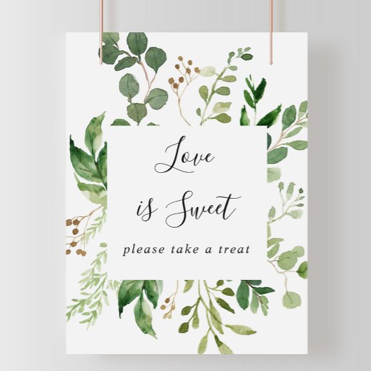Eucalyptus Geometrisch Bloemend Love Is Sweet Bord Poster