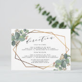 Eucalyptus geometrisch frame trouwdetails kaart (Staand voorkant)