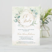 Eucalyptus Geometrisch Geslacht Neutraal Baby show Kaart (Staand voorkant)