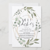 Eucalyptus Geometrisch Goud Lijst Groen Baby showe Kaart (Voorkant)