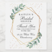 Eucalyptus geometrisch goudfolie Vrijgezellenfeest Wijn Etiket (Enkel label)