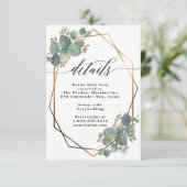 Eucalyptus geometrisch lijst bruiloft accommodatie kaart (Staand voorkant)