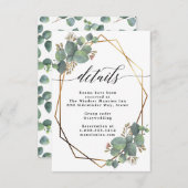 Eucalyptus geometrisch lijst bruiloft accommodatie kaart (Voorkant / Achterkant)