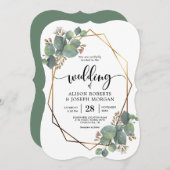 Eucalyptus geometrisch lijst bruiloft uitnodiging (Voorkant / Achterkant)