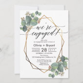 Eucalyptus geometrisch lijst verlovingsfeest kaart (Voorkant)