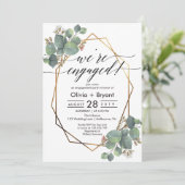 Eucalyptus geometrisch lijst verlovingsfeest kaart (Staand voorkant)