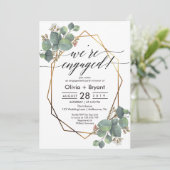 Eucalyptus geometrisch lijst verlovingsfeest kaart (Staand voorkant)