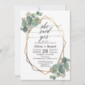 Eucalyptus geometrisch lijst verlovingsfeest kaart (Voorkant)