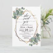 Eucalyptus geometrisch lijst verlovingsfeest kaart (Staand voorkant)