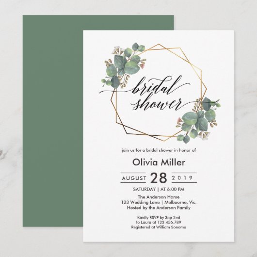 Eucalyptus geometrisch lijst vrijgezellenfeest uit kaart (Voorkant / Achterkant)