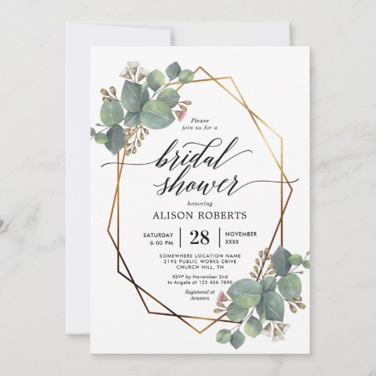 Eucalyptus geometrisch lijst vrijgezellenfeest uit kaart (Voorkant)