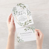 Eucalyptus geometrisch luierraffel Baby shower All In One Uitnodiging (Afscheurbaar)