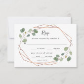 Eucalyptus Geometrisch Roos Gouden Bruiloft Maalti RSVP Kaartje (Voorkant)