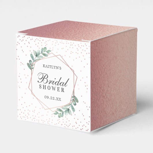 Eucalyptus Geometrisch Roos Goudfolie Vrijgezellen Bedankdoosjes (Voorkant Zijde)