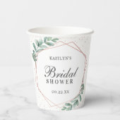 Eucalyptus Geometrisch Roos Goudfolie Vrijgezellen Papieren Bekers (Achterkant)