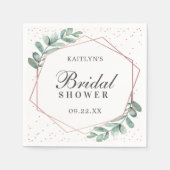 Eucalyptus Geometrisch Roos Goudfolie Vrijgezellen Servet (Voorkant)