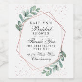 Eucalyptus Geometrisch Roos Goudfolie Vrijgezellen Wijn Etiket (Enkel label)